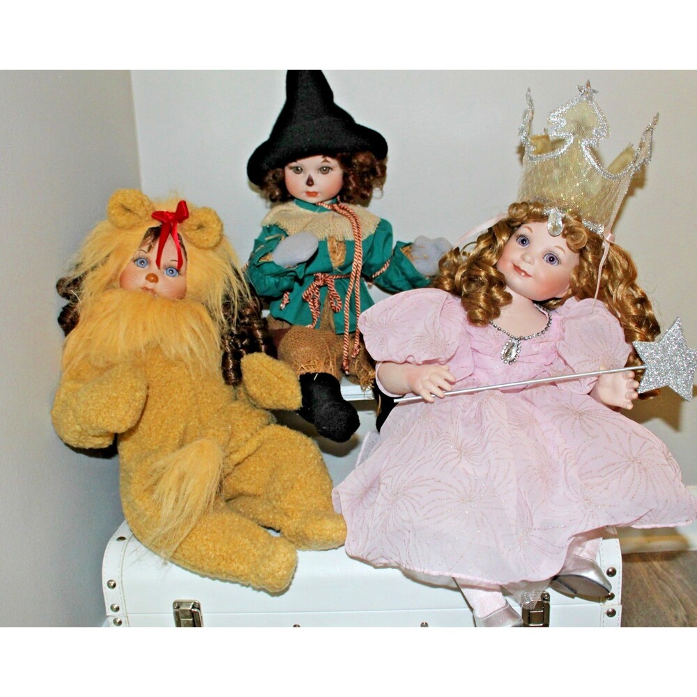 Marie Osmond Wizard of Oz 12” doll lot | Baby Glinda, Scarecrow, & Cowardly Lion